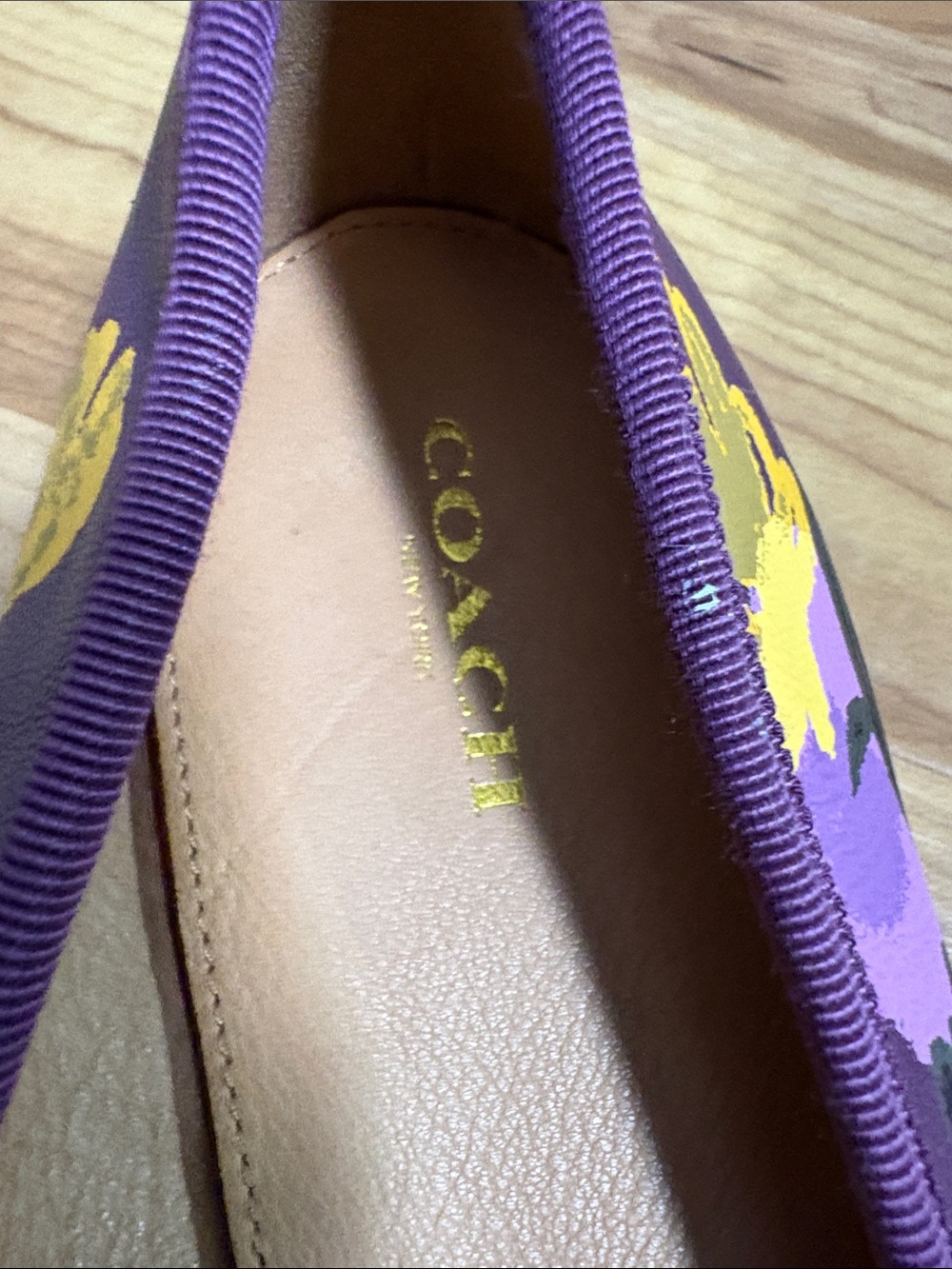 Coach Purple Floral Canvas Ballet Flats with Bow Accents - Picture 10 of 10